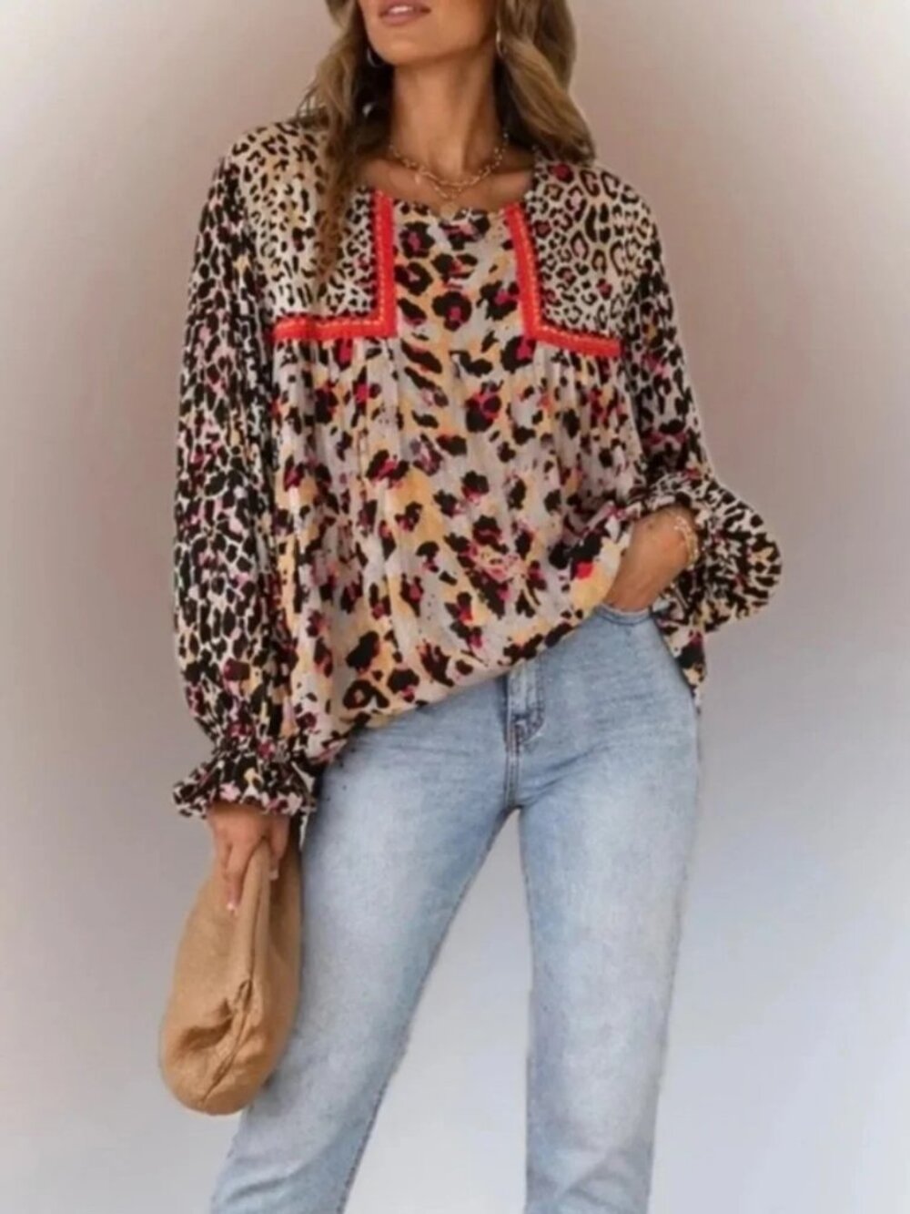 ANTHROPOLOGIE Bl^Nk London Joelle Leopard Peasant Blouse